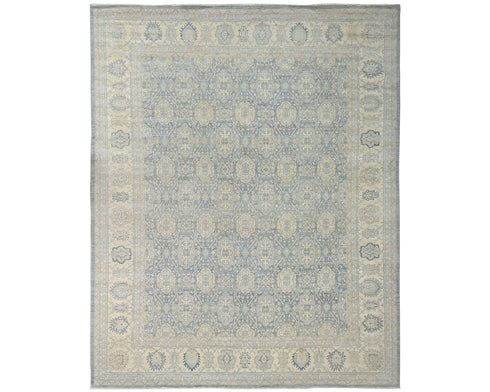 12x15 Zeigler Gray Afghan Hand Knotted Wool Area Rug